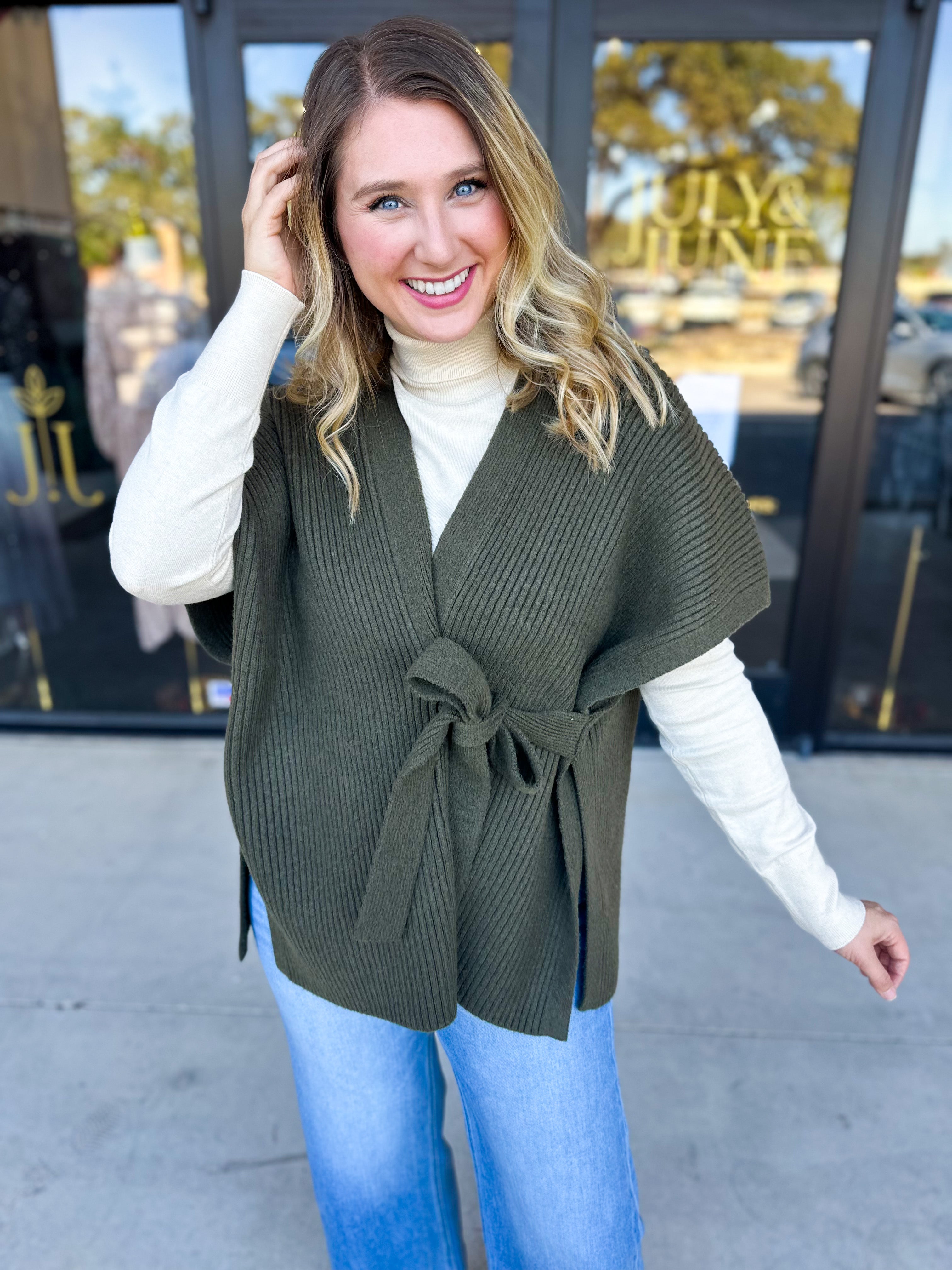 THML - Chic Knit Cardigan Wrap - Green-230 Sweaters/Cardis-THML-July & June Women's Fashion Boutique Located in San Antonio, Texas