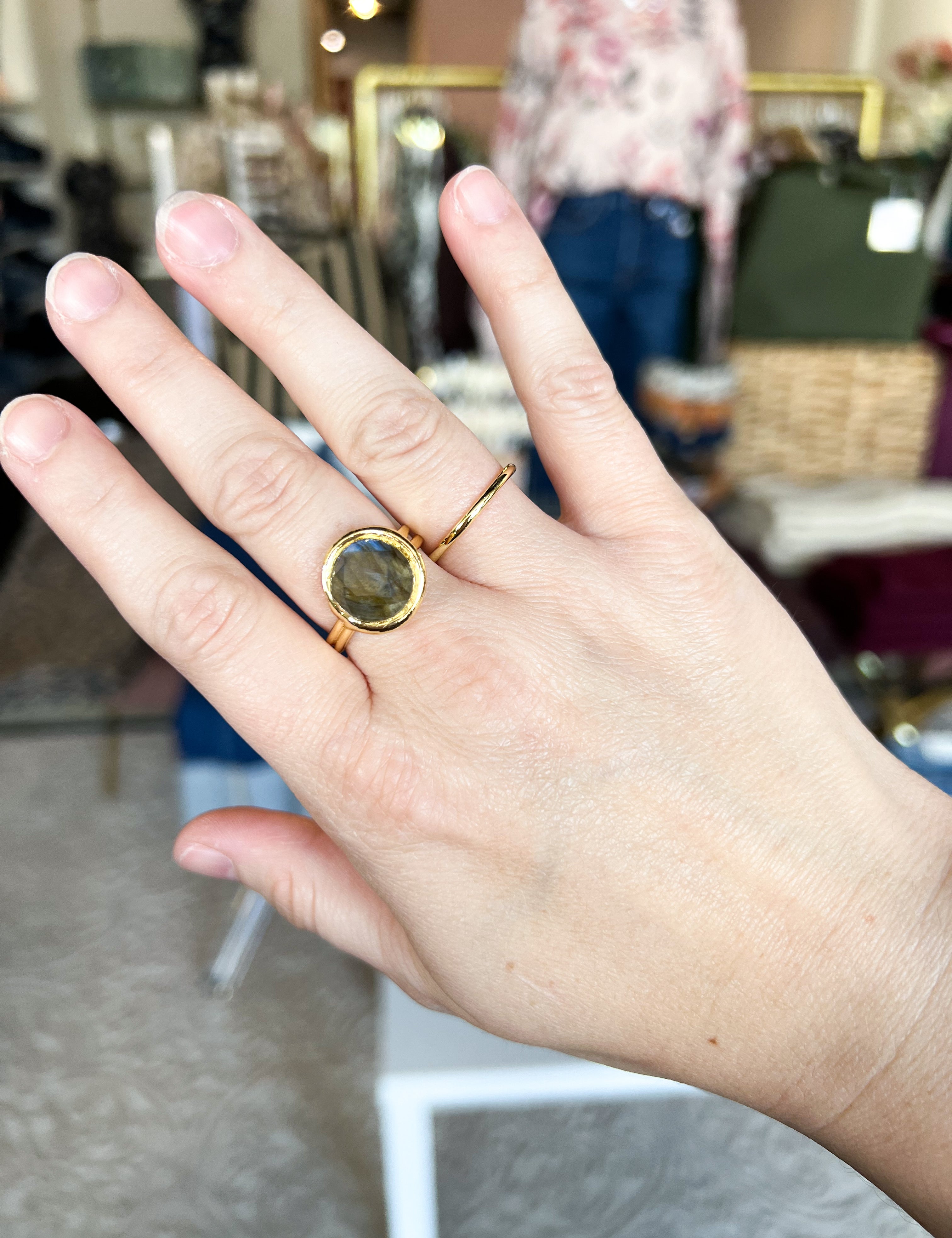 Easton Elle Labradorite Circle Ring-110 Jewelry & Hair-Easton Elle-July & June Women's Fashion Boutique Located in San Antonio, Texas