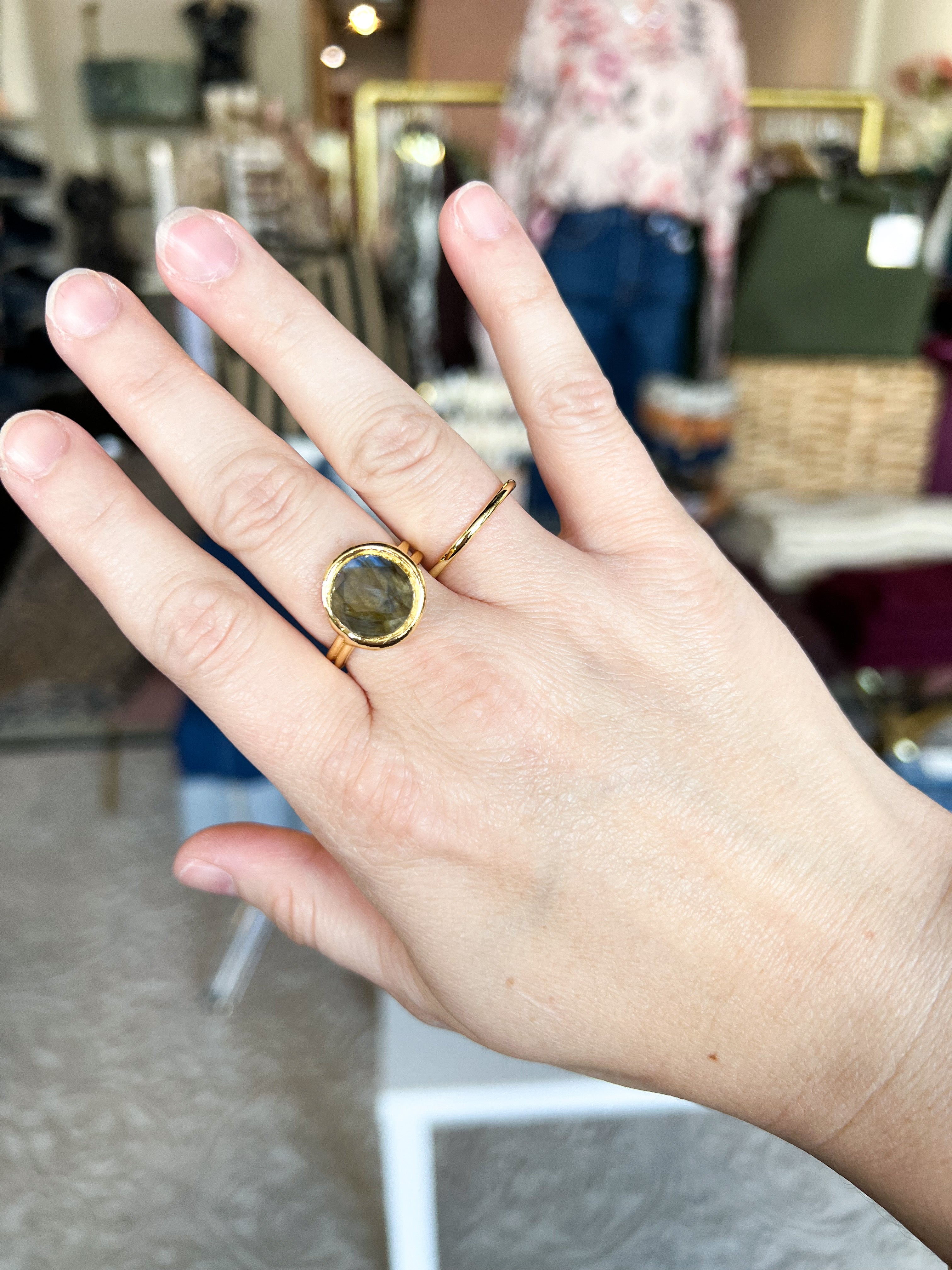 Easton Elle Labradorite Circle Ring-110 Jewelry & Hair-Easton Elle-July & June Women's Fashion Boutique Located in San Antonio, Texas