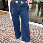 Risen - Dark Wide Leg Patch Pocket Denim Pants-400 Pants-RISEN-July & June Women's Fashion Boutique Located in San Antonio, Texas