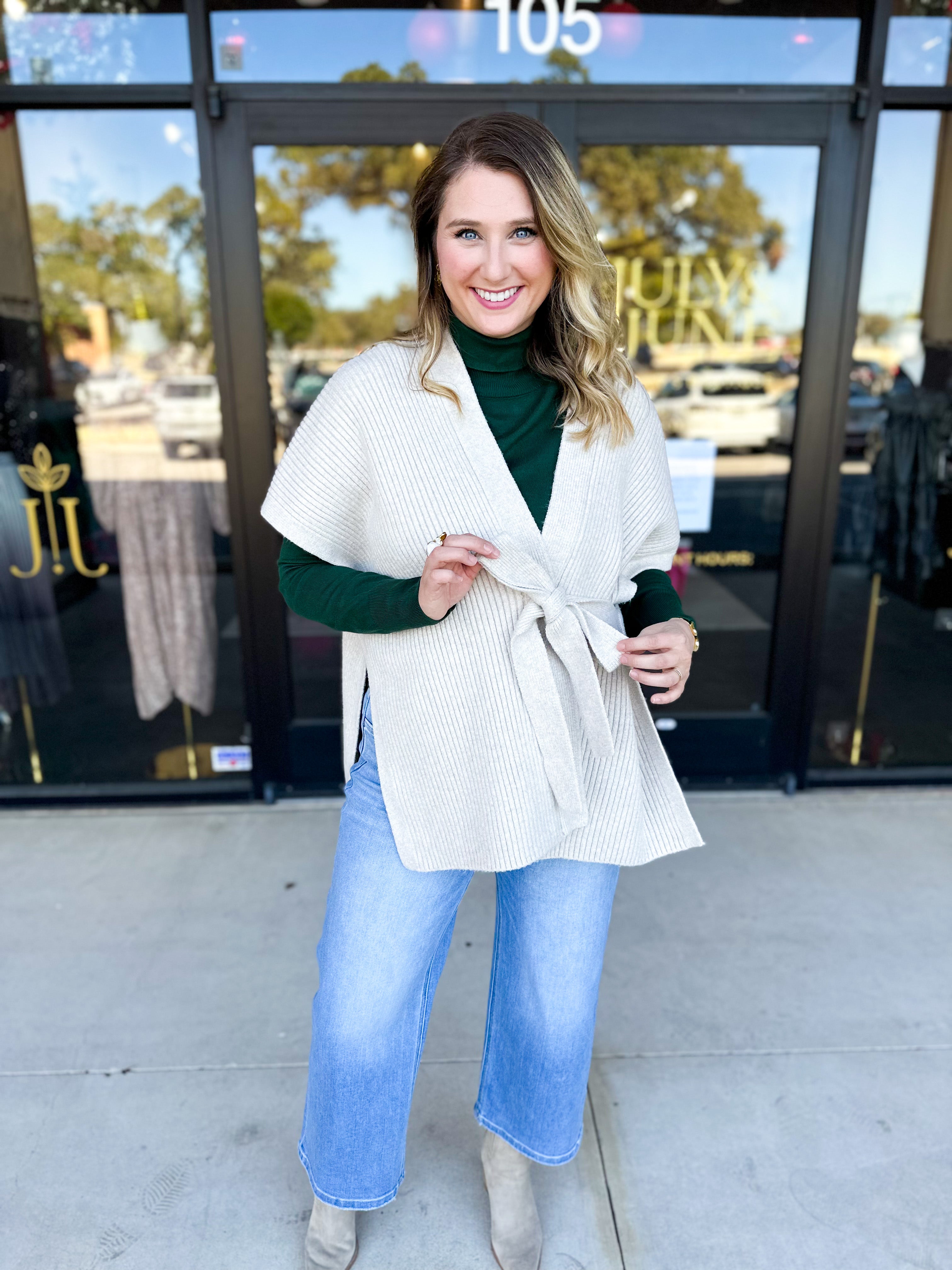 THML - Chic Knit Cardigan Wrap - Cream-230 Sweaters/Cardis-THML-July & June Women's Fashion Boutique Located in San Antonio, Texas