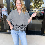 Floral Crochet Oversized Blouse - Black-200 Fashion Blouses-ENTRO-July & June Women's Fashion Boutique Located in San Antonio, Texas