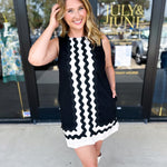 Black Ric Rac Mini Dress-510 Mini-ENTRO-July & June Women's Fashion Boutique Located in San Antonio, Texas