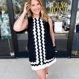 Black Ric Rac Mini Dress-510 Mini-ENTRO-July & June Women's Fashion Boutique Located in San Antonio, Texas