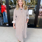 Button Down Casual Midi Dress - Carmel-500 Midi-ENTRO-July & June Women's Fashion Boutique Located in San Antonio, Texas