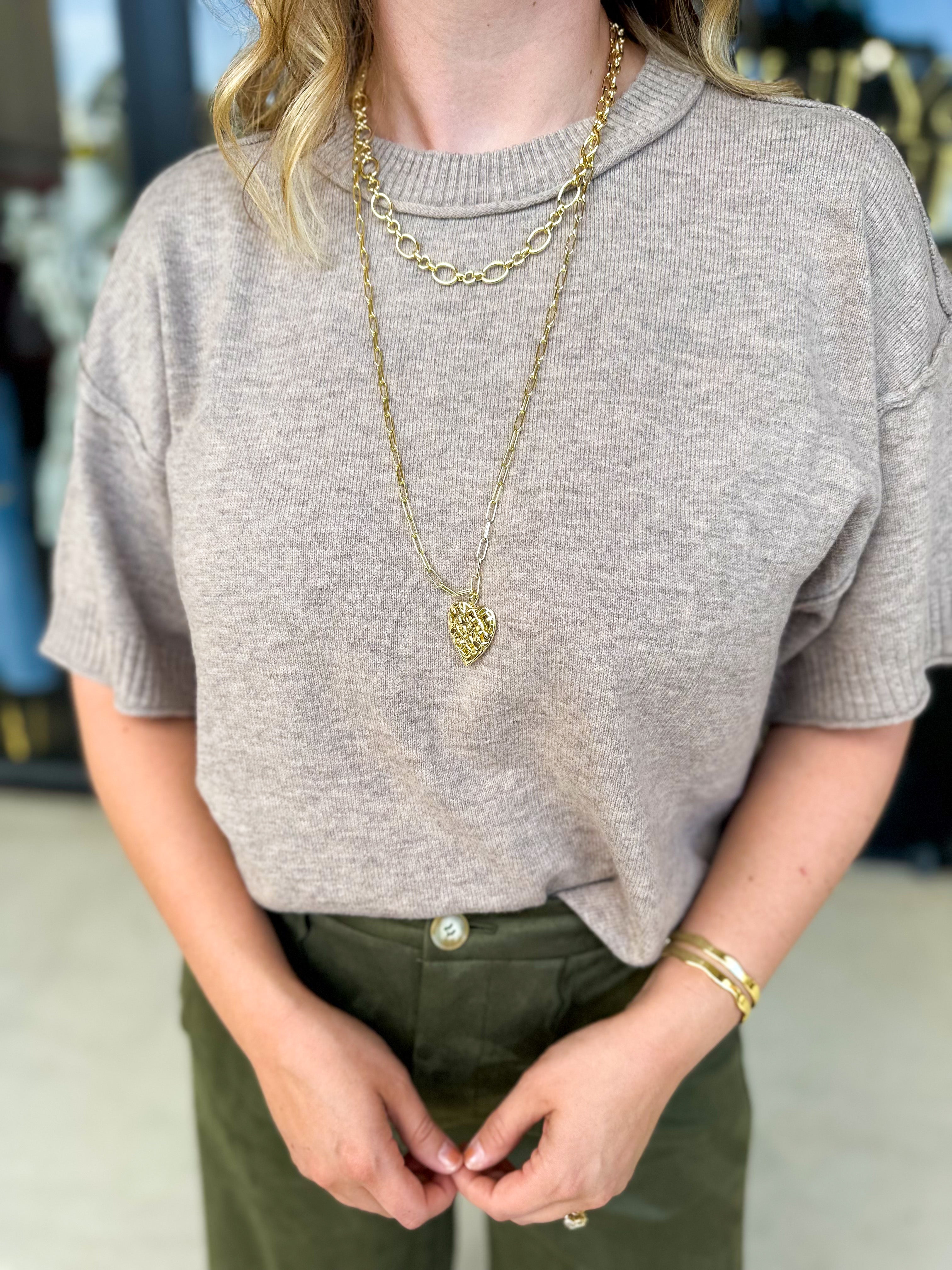 Natalie Wood - Believer Heart Necklace in Gold - RESTOCK-110 Jewelry & Hair-Natalie Wood-July & June Women's Fashion Boutique Located in San Antonio, Texas