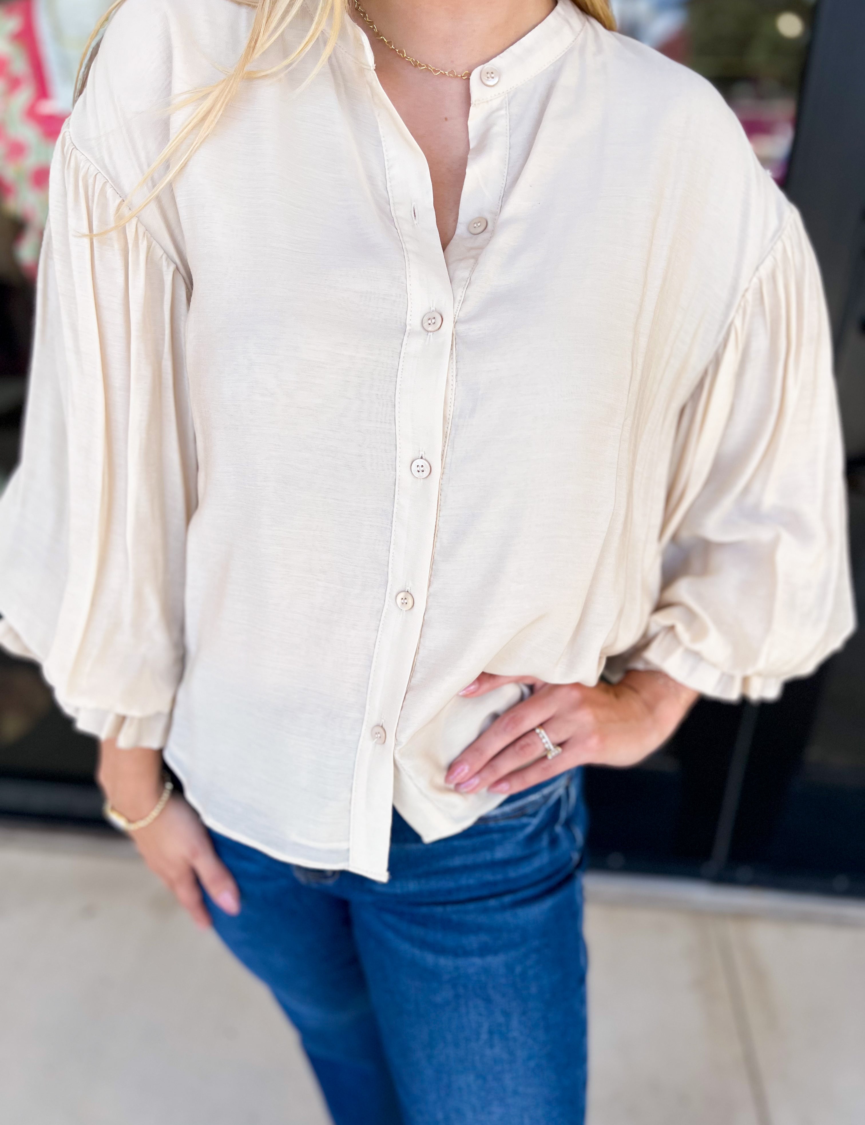 The Avery Blouse - Cream-200 Fashion Blouses-FATE-July & June Women's Fashion Boutique Located in San Antonio, Texas