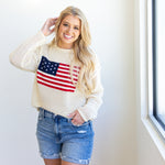 American Vintage Knit Sweater Top - Cream-230 Sweaters/Cardis-JODIFL-July & June Women's Fashion Boutique Located in San Antonio, Texas