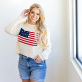 American Vintage Knit Sweater Top - Cream-230 Sweaters/Cardis-JODIFL-July & June Women's Fashion Boutique Located in San Antonio, Texas