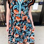 Deep Tones Floral Midi Dress-500 Midi-ENTRO-July & June Women's Fashion Boutique Located in San Antonio, Texas