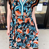 Deep Tones Floral Midi Dress-500 Midi-ENTRO-July & June Women's Fashion Boutique Located in San Antonio, Texas