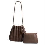 Carrie Pleated Shoulder Bag - Chocolate Vegan Leather-130 Accessories-MELIE BIANCO-July & June Women's Fashion Boutique Located in San Antonio, Texas