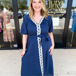 THML - Navy Midi Dress-500 Midi-THML-July & June Women's Fashion Boutique Located in San Antonio, Texas