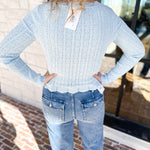 Pointelle Cardigan - Soft Blue-230 Sweaters/Cardis-ALLIE ROSE-July & June Women's Fashion Boutique Located in San Antonio, Texas