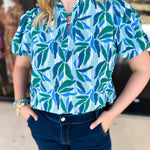Mary Square - Lainey Reflecting Green Blouse-200 Fashion Blouses-MARY SQUARE-July & June Women's Fashion Boutique Located in San Antonio, Texas