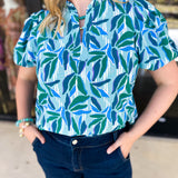 Mary Square - Lainey Reflecting Green Blouse-200 Fashion Blouses-MARY SQUARE-July & June Women's Fashion Boutique Located in San Antonio, Texas