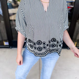 Floral Crochet Oversized Blouse - Black-200 Fashion Blouses-ENTRO-July & June Women's Fashion Boutique Located in San Antonio, Texas