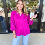 Everyday Comfy Long Sleeve - Pink-210 Casual Blouses-JODIFL-July & June Women's Fashion Boutique Located in San Antonio, Texas