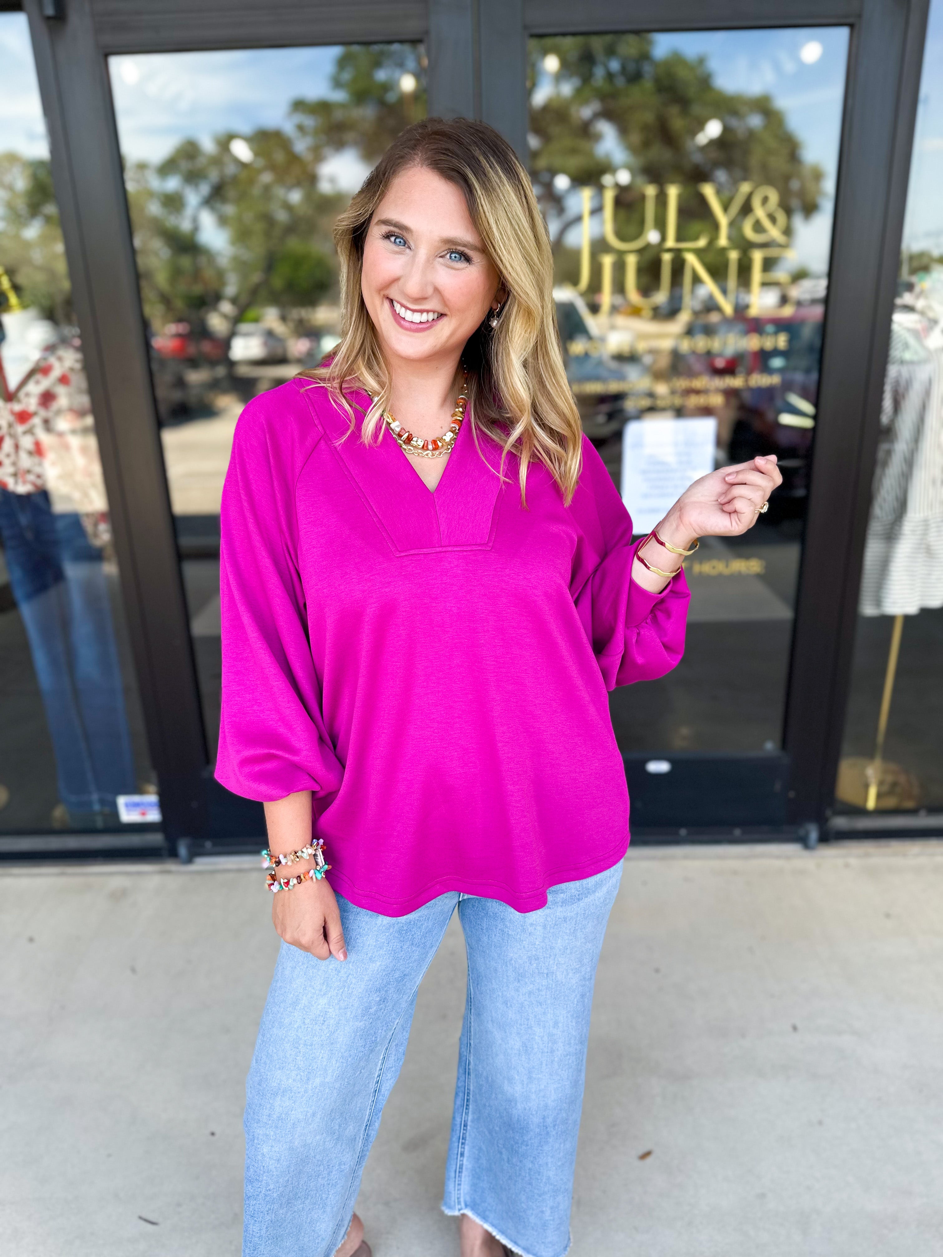 Everyday Comfy Long Sleeve - Pink-210 Casual Blouses-JODIFL-July & June Women's Fashion Boutique Located in San Antonio, Texas