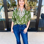 The Frankie Blouse - Olive-200 Fashion Blouses-ENTRO-July & June Women's Fashion Boutique Located in San Antonio, Texas