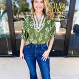 The Frankie Blouse - Olive-200 Fashion Blouses-ENTRO-July & June Women's Fashion Boutique Located in San Antonio, Texas