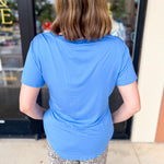 Essential V-Neck Tee - Electric Blue-210 Casual Blouses-ADRIENNE-July & June Women's Fashion Boutique Located in San Antonio, Texas