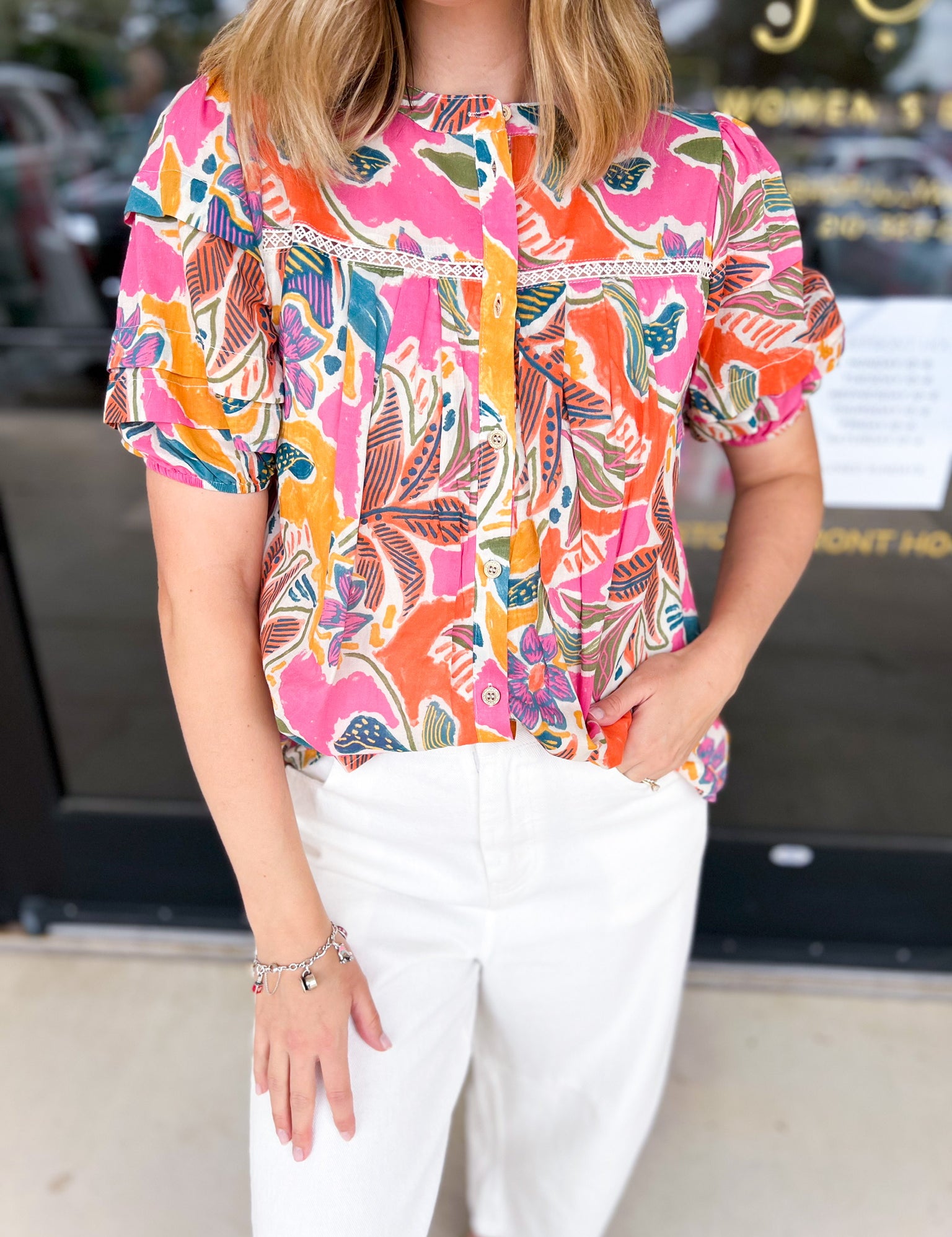 Pastel Paradise Blouse-200 Fashion Blouses-FATE-July & June Women's Fashion Boutique Located in San Antonio, Texas