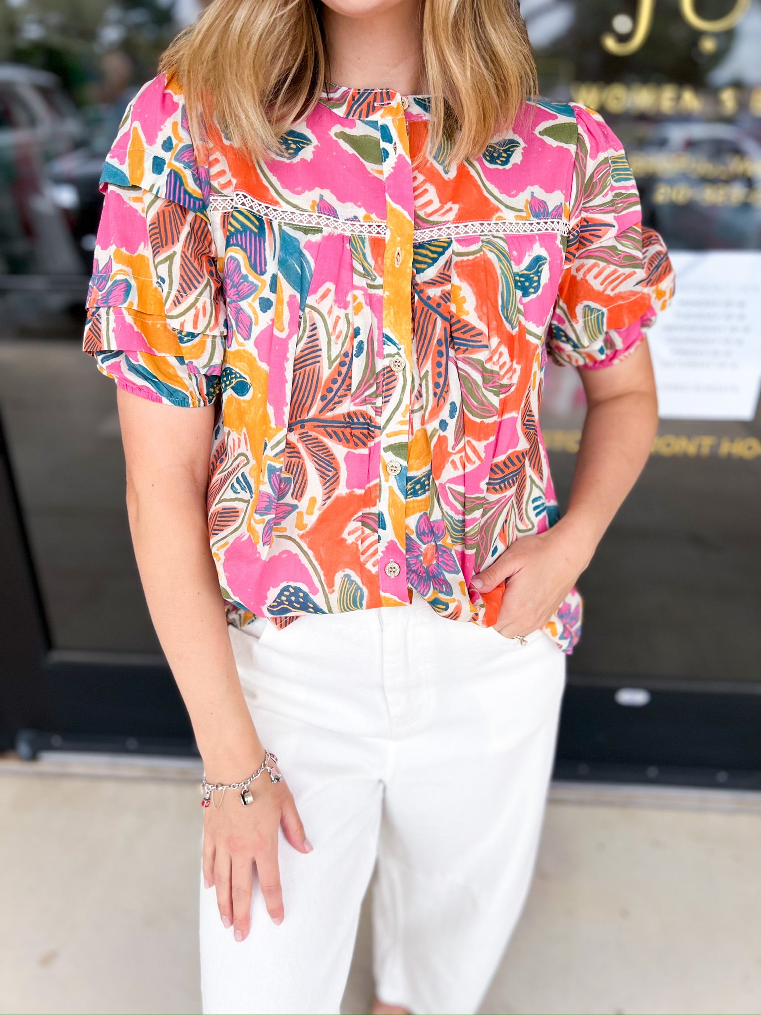 Pastel Paradise Blouse-200 Fashion Blouses-FATE-July & June Women's Fashion Boutique Located in San Antonio, Texas