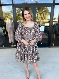 The Wrenlee Mini Dress - Chocolate Brown-510 Mini-POLOGRAM-July & June Women's Fashion Boutique Located in San Antonio, Texas