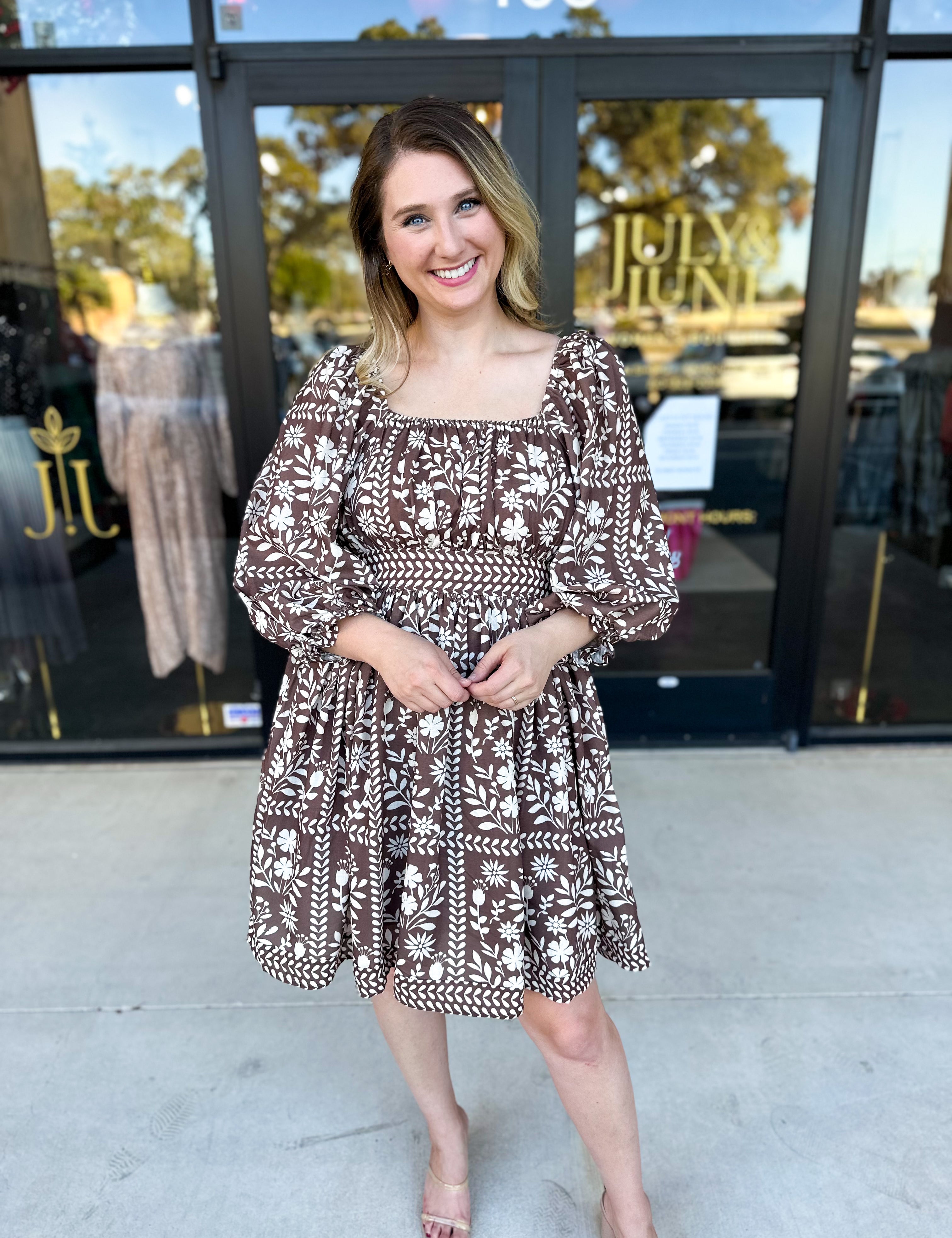 The Wrenlee Mini Dress - Chocolate Brown-510 Mini-POLOGRAM-July & June Women's Fashion Boutique Located in San Antonio, Texas