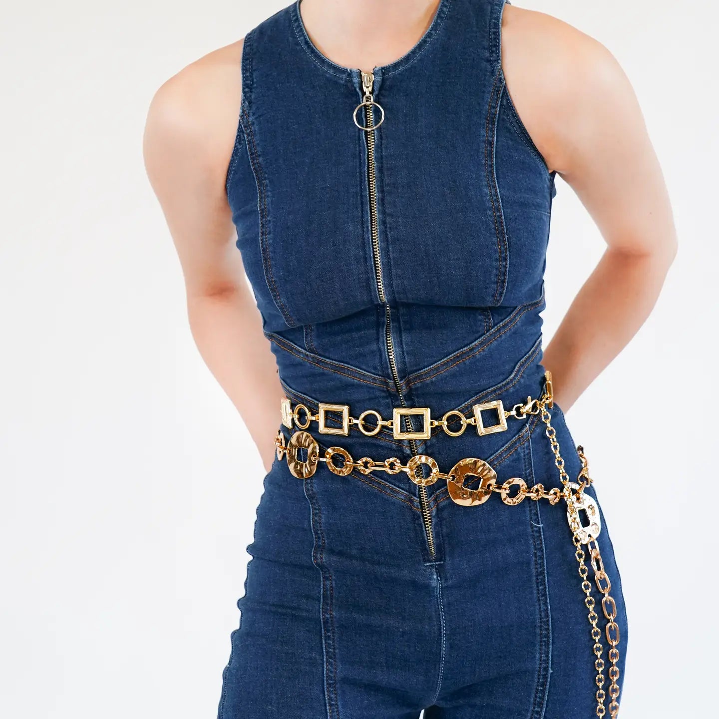 Circle Chain Link Belt - Gold - One Size-130 ACCESSORIES-Most Wanted USA-July & June Women's Fashion Boutique Located in San Antonio, Texas