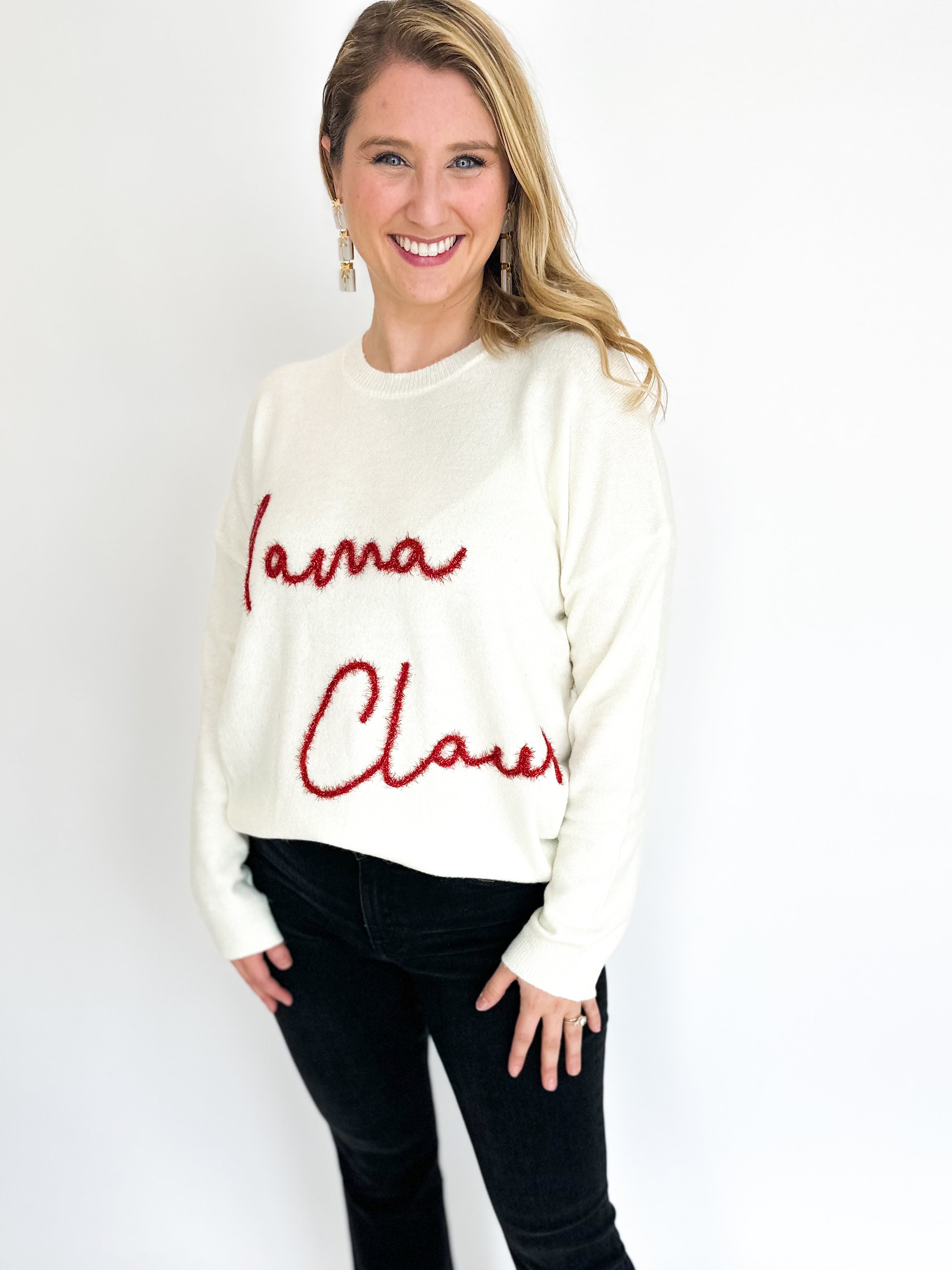 Mama Claus Sweater Top-230 Sweaters/Cardis-GILLI CLOTHING-July & June Women's Fashion Boutique Located in San Antonio, Texas