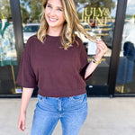 The Kimmy Sweater Top - Brown-230 Sweaters/Cardis-ENTRO-July & June Women's Fashion Boutique Located in San Antonio, Texas
