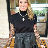 Sheer Long Sleeve Layering Top - Leopard-200 Fashion Blouses-VEVERET CLOTHING-July & June Women's Fashion Boutique Located in San Antonio, Texas