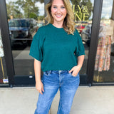 The Ella Knit Sweater Top - Teal-230 Sweaters/Cardis-JODIFL-July & June Women's Fashion Boutique Located in San Antonio, Texas