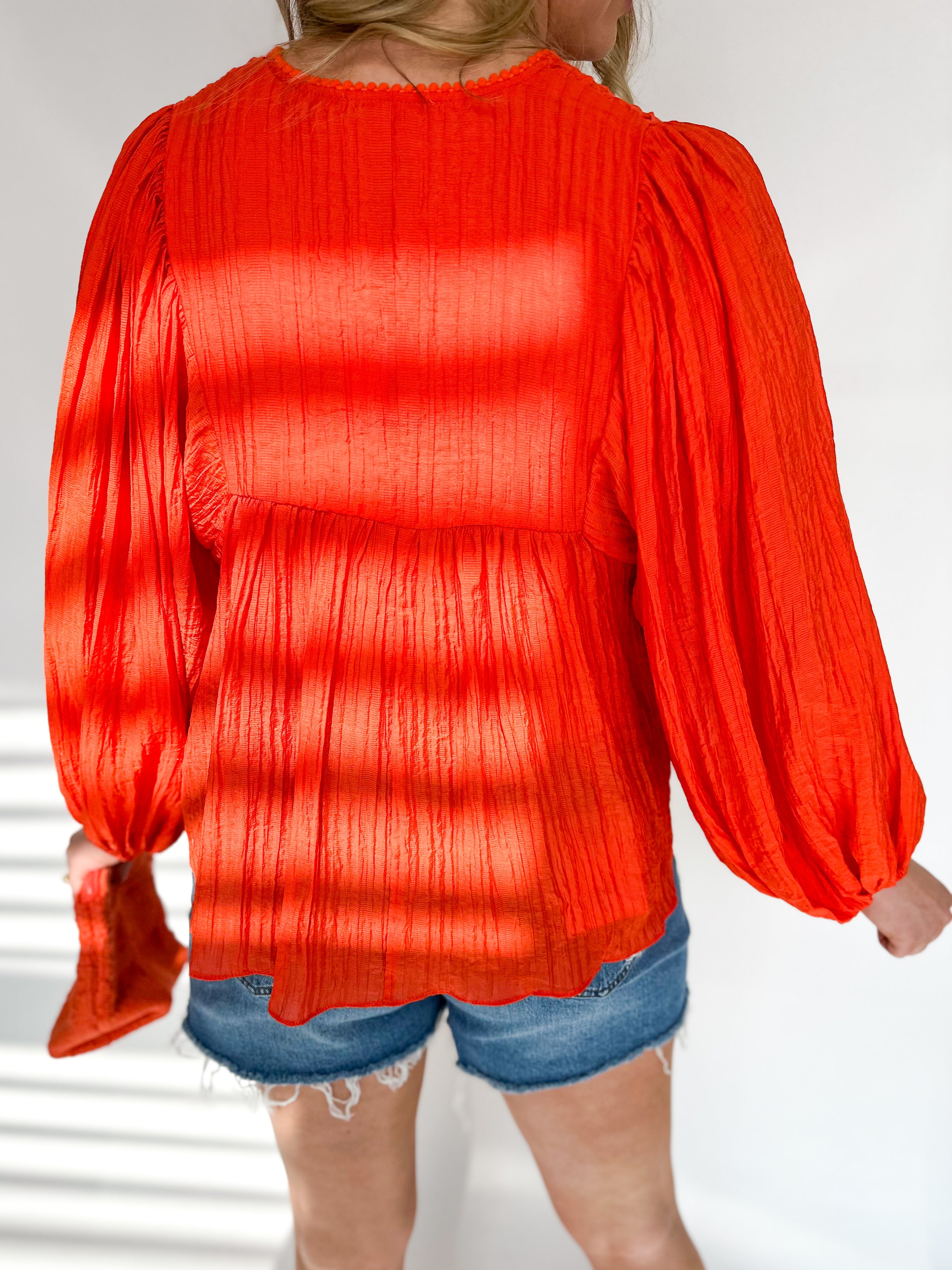 Lily Blouse - Coral-200 Fashion Blouses-OLIVACEOUS-July & June Women's Fashion Boutique Located in San Antonio, Texas