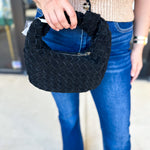 Autumn Woven Genuine Suede Leather Clutch - Black-130 ACCESSORIES-Moda Luxe-July & June Women's Fashion Boutique Located in San Antonio, Texas
