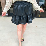 THML - Black Faux Leather Mini Skirt-410 Shorts/Skirts-THML-July & June Women's Fashion Boutique Located in San Antonio, Texas