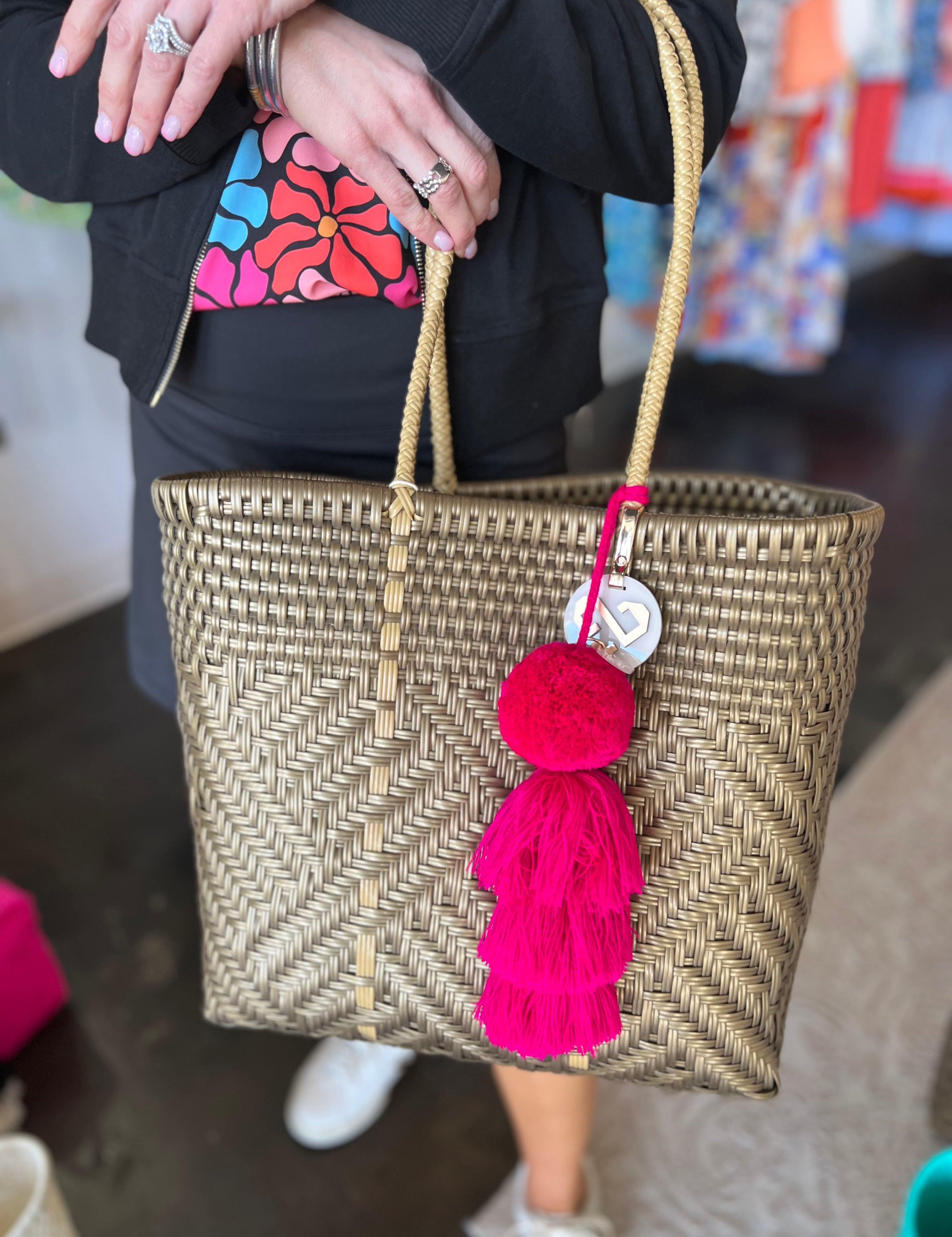Maria Victoria - Glimmer Golden Tote Bag Medium-130 Accessories-MARIA VICTORIA-July & June Women's Fashion Boutique Located in San Antonio, Texas