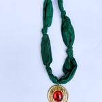 Scarf Necklace - Deep Green & Red Circle-110 Jewelry & Hair-HART DESIGNS-July & June Women's Fashion Boutique Located in San Antonio, Texas