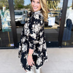 Black & Taupe Vintage Floral Mini Dress-510 Mini-LISTICLE-July & June Women's Fashion Boutique Located in San Antonio, Texas