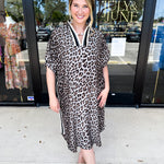 Leopard Caftan Midi Dress - Grey-500 Midi-ENTRO-July & June Women's Fashion Boutique Located in San Antonio, Texas