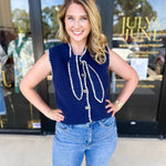 The Kate Sweater Vest - Navy-230 Sweaters/Cardis-ENTRO-July & June Women's Fashion Boutique Located in San Antonio, Texas