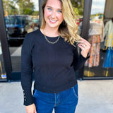 Long Sleeve Sweater Top - Black-230 Sweaters/Cardis-ENTRO-July & June Women's Fashion Boutique Located in San Antonio, Texas