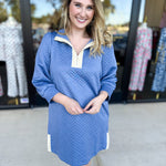 Mary Square - Britney Blue Zip Mini Dress-510 Mini-MARY SQUARE-July & June Women's Fashion Boutique Located in San Antonio, Texas