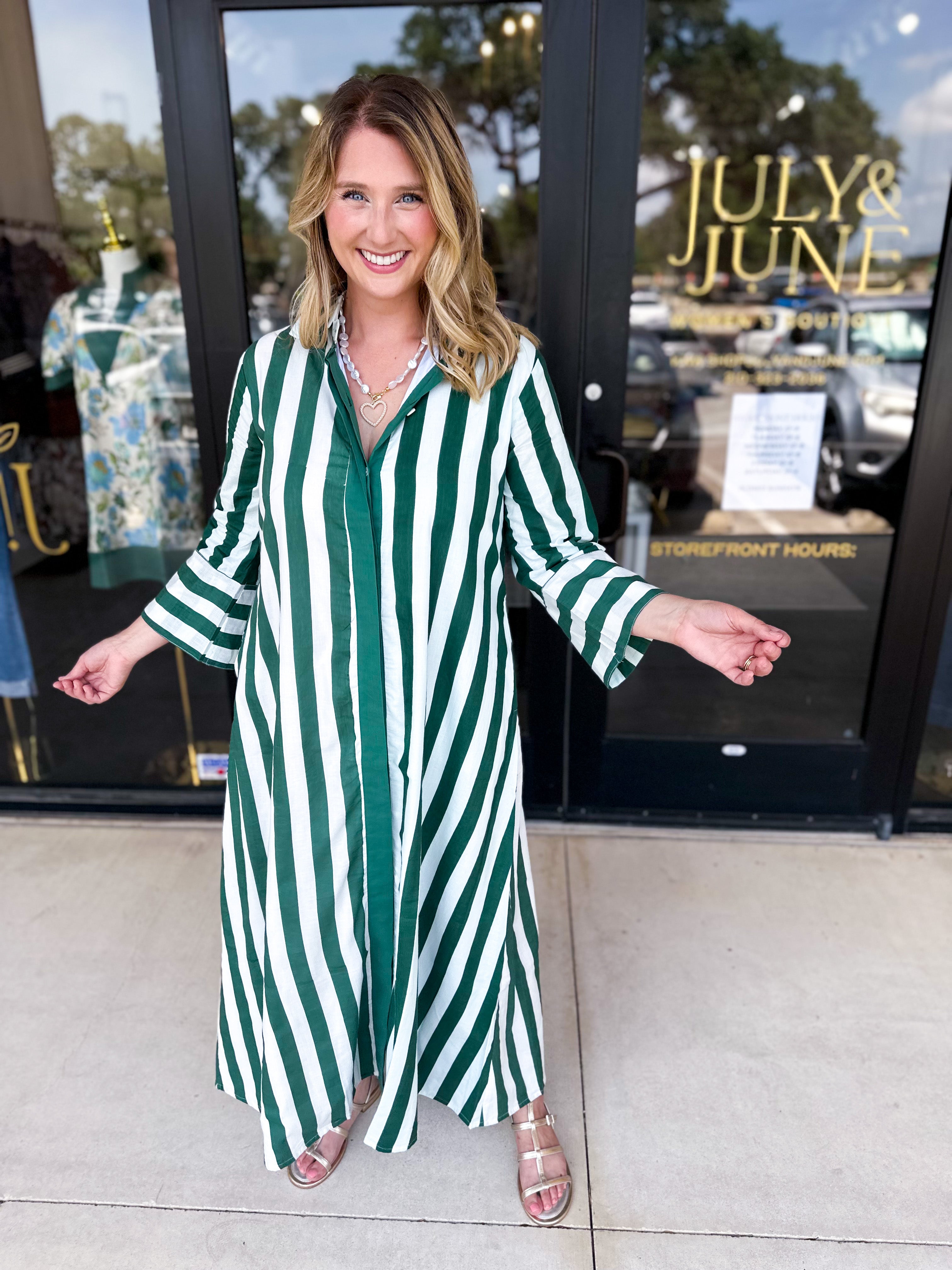 Heart of Grace Green Midi Dress-500 Midi-HEART OF GRACE-July & June Women's Fashion Boutique Located in San Antonio, Texas