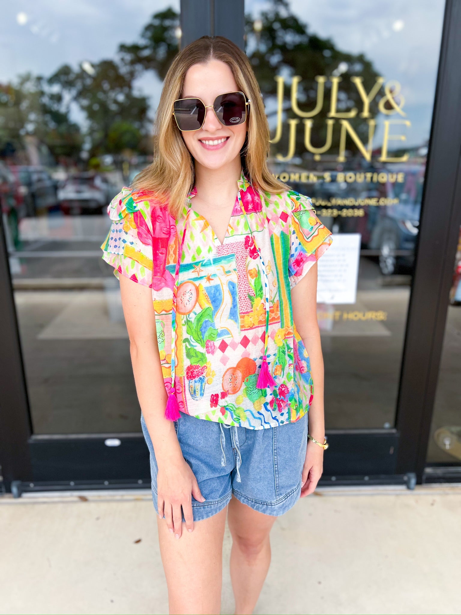 THML - In The City Blouse-200 Fashion Blouses-THML-July & June Women's Fashion Boutique Located in San Antonio, Texas