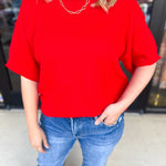 The Ella Knit Sweater Top - Red-230 Sweaters/Cardis-JODIFL-July & June Women's Fashion Boutique Located in San Antonio, Texas