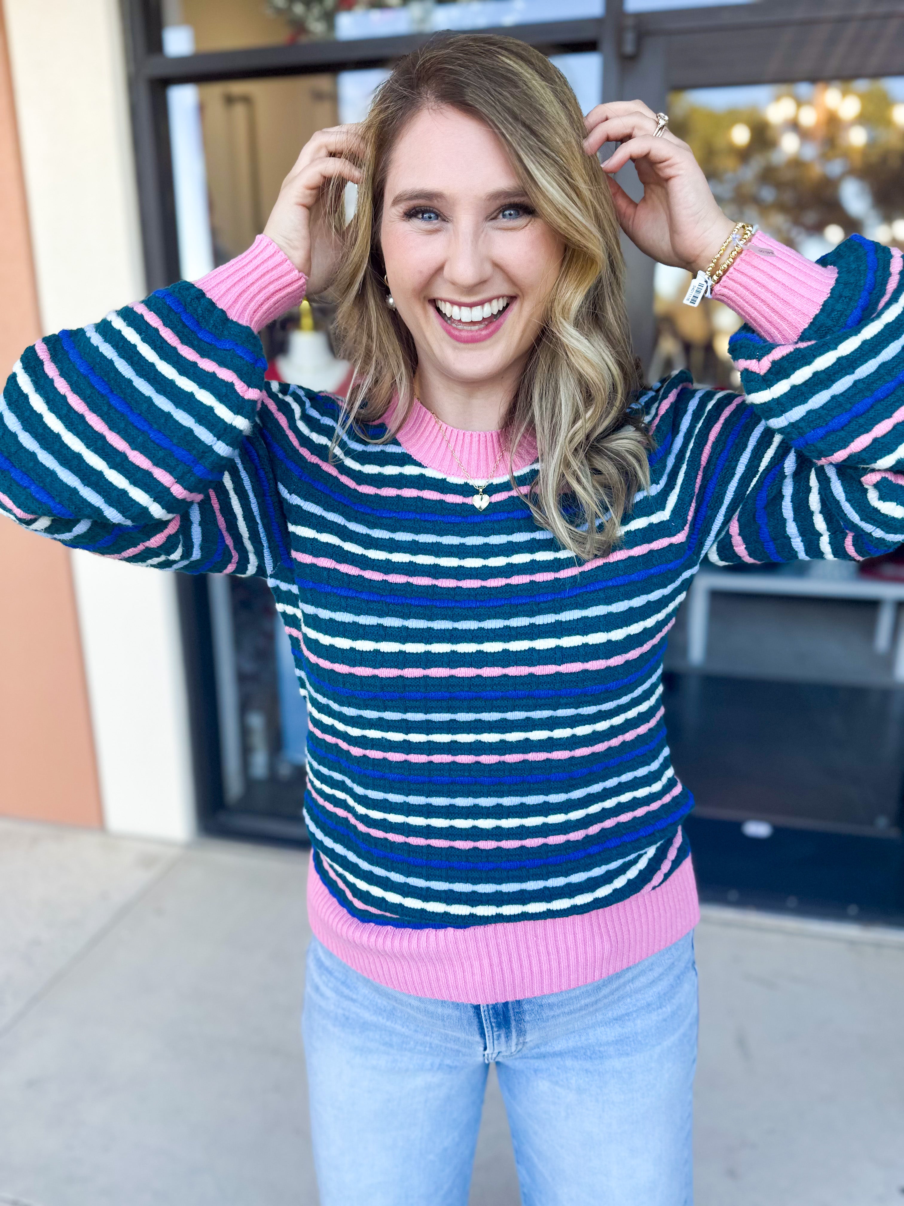 Mary Square - Annabelle Sweater - Teal-230 Sweaters/Cardis-MARY SQUARE-July & June Women's Fashion Boutique Located in San Antonio, Texas