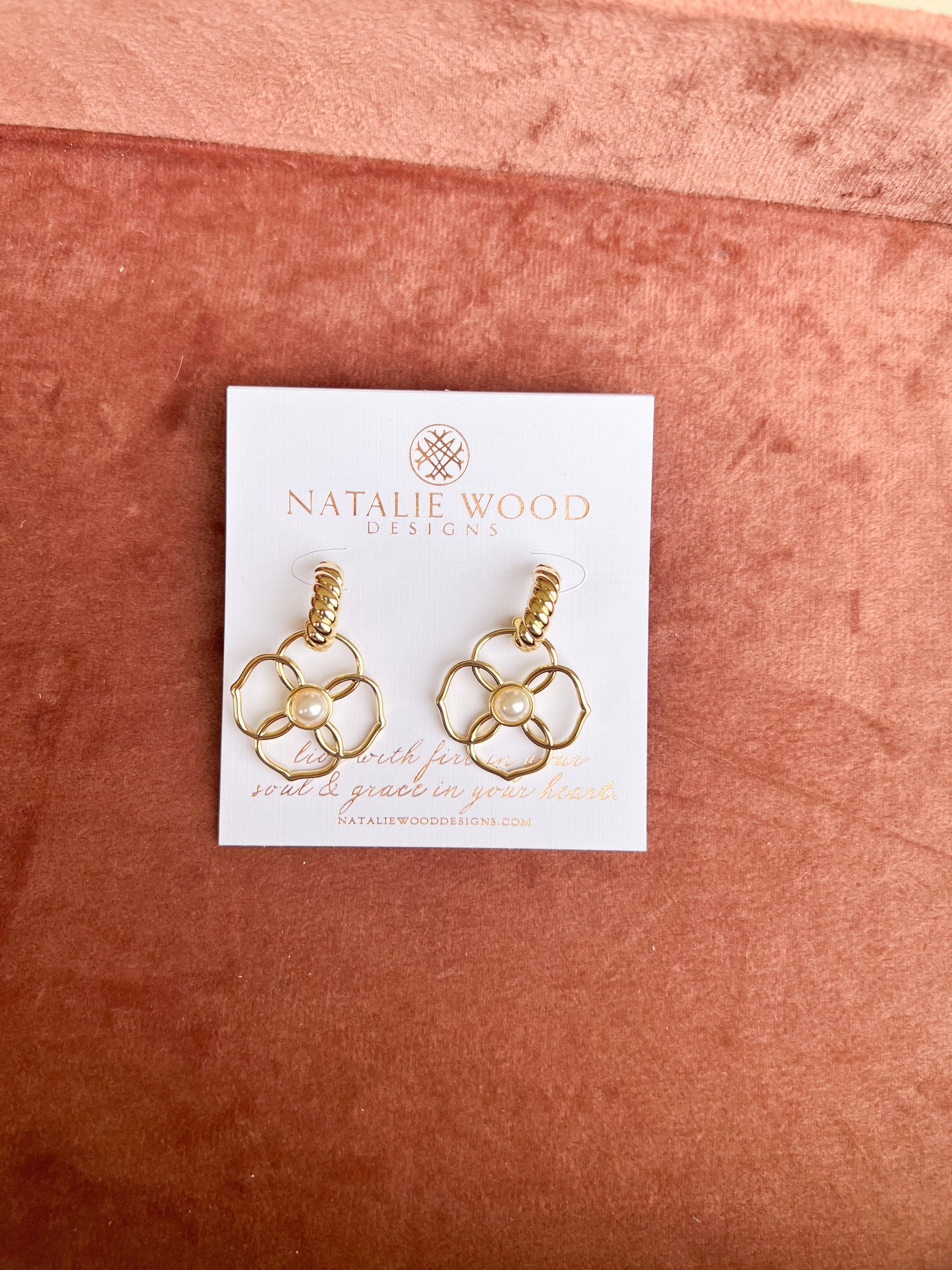 Natalie Wood - Botanic Drop Earrings - Pearl-110 Jewelry & Hair-Natalie Wood-July & June Women's Fashion Boutique Located in San Antonio, Texas